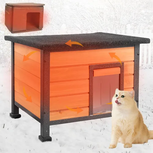Miniatura 8 de Casa para gatos al aire libre, casa para gatos al aire libre, resistente a la intemperie, techos de asfalto abiertos, casa para gatos para gatos