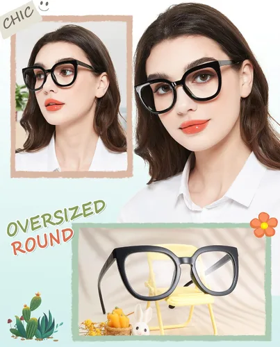 Miniatura 2 de MARE AZZURO Gafas de lectura de gran tamaño para mujer, con estilo, grandes lectores 1.0 1.25 1.5 1.75 2.0 2.25 2.5 2.75 3.0 3.5 4.0 5.0 6.0 Negro