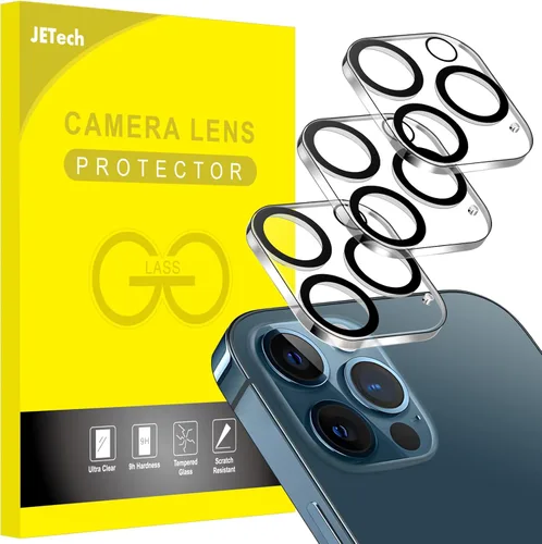 JETech Protector de lente de cámara para iPhone 12 Pro Max de 6.7 pulgadas, vidrio templado 9H, transparente HD, antiarañazos, compatible con