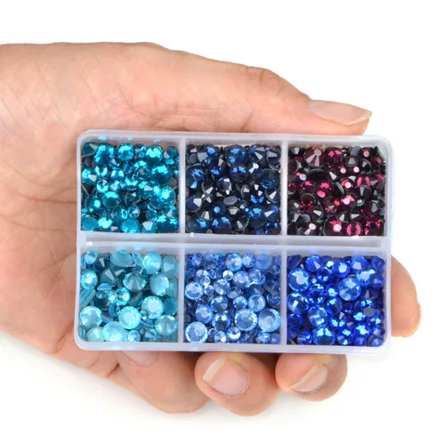 Miniatura 3 de LPBeads 6400 unidades de diamantes termoadhesivos de 12 colores con parte trasera plana, 5 tamaños mixtos, gemas de cristal redondas con pinzas