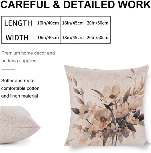 Miniatura 2 de Almohadas decorativas de acuarela y flores, funda de cojín decorativa moderna de 16 x 16 pulgadas, funda de almohada cuadrada decorativa de Acuarela