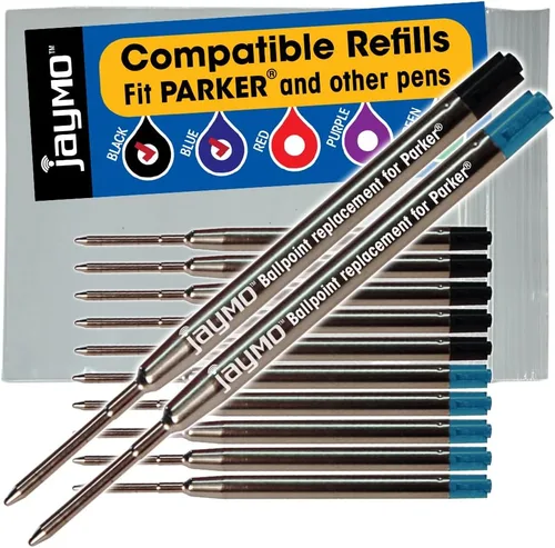 Miniatura 12 de Jaymo - Repuesto para bolígrafo Parker 1950369, mide 3.875 pulgadas de largo, repuesto para bolígrafo G2, 12, color negro Parker negro 12