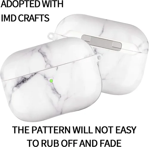 Miniatura 3 de Funda para Airpods Pro - YOMPLOW Funda protectora rígida de piel portátil y a prueba de golpes para mujeres y niñas con llavero para Apple Airpods