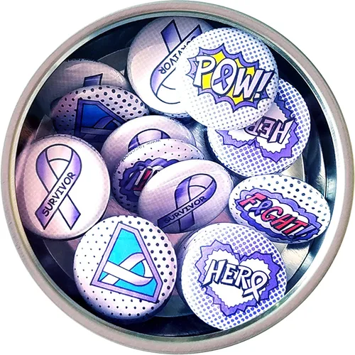 Miniatura 3 de Pasadores de concientización de superhéroe, color morado lavanda (pines de 1 pulgada, juego de 30 piezas), Mylar