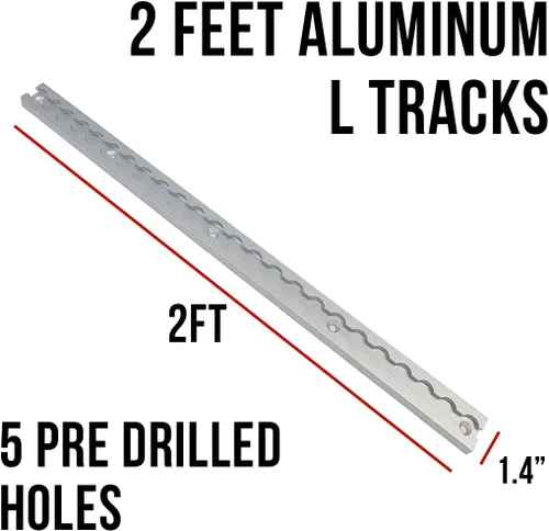 Miniatura 3 de Boxer L Tracks - Paquete de 4 pistas de 6 pulgadas, 2,200 libras de resistencia a la rotura, aluminio resistente, sistema de amarre