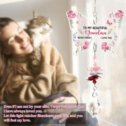Miniatura 4 de Funnli Regalos para abuela, regalos de cumpleaños para abuela, atrapasoles de cristal, Navidad, cumpleaños, día de la madre, Acción de Gracias, día