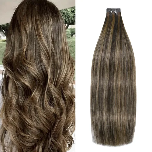 Miniatura 13 de WindTouch Extensiones de cabello humano con cinta adhesiva, color rojo, 20 unidades, 14 pulgadas, #rojo, 1.06 oz