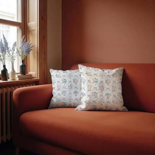 Miniatura 4 de Juego de 2 fundas de almohada florales con lazo de cinta azul y rosa de 18 x 18 pulgadas, decoración de dormitorio de habitación preparada, fundas