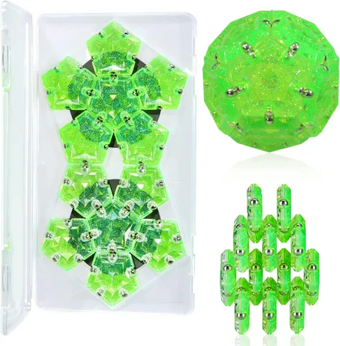 Miniatura 15 de Esfera antiestrés magnética - Bolas magnéticas de pentágonos - Juego de 12 piezas - Verde cristal - Juguete de imanes antiestrés - Creatividad más
