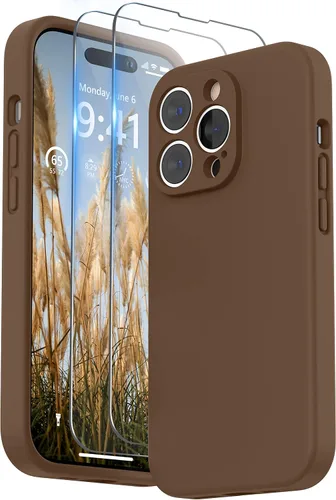 Miniatura 32 de SURPHY Funda diseñada para iPhone 14 Pro con protector de pantalla, (protección de cámara y forro de microfibra suave), funda de silicona líquida