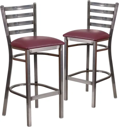 Miniatura 18 de Flash Furniture HERCULES Series - Taburete de bar de metal con revestimiento transparente para restaurante, asiento de madera de cerezo Asiento