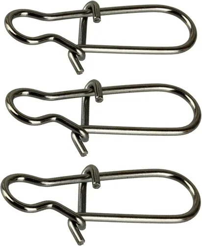 Paquete de 100 broches de doble bloqueo tamaño 0-8, anillos sólidos de acero inoxidable negros, kit de aparejos de pesca con broche giratorio