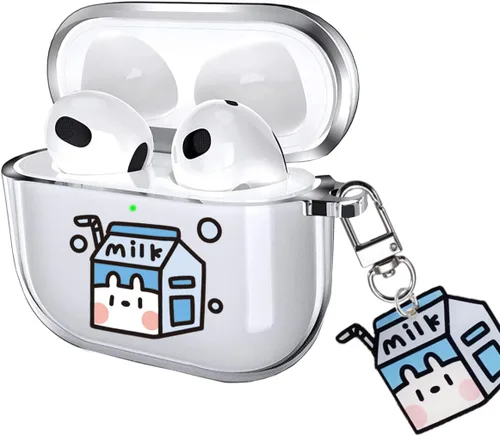 Miniatura 14 de Funda para AirPods 4 2024 con mosquetón de llavero, funda transparente para AirPods 4, diseño de anime, funda suave con adornos para niños, niñas