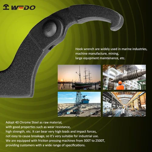 Miniatura 5 de WEDO Juego de 2 llaves de gancho ajustables en C, llave de gancho ajustable, acero cromado 40, forjado, par fuerte, alta resistencia, resistencia al