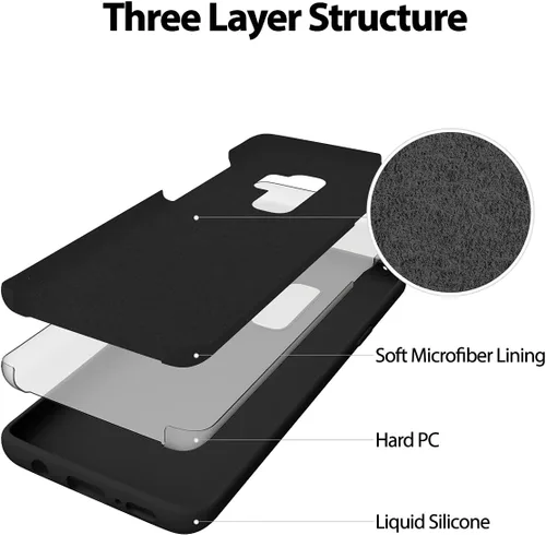 Miniatura 4 de GOOSPERY Funda de silicona líquida para Galaxy S9 Plus (2018) Silky-Soft Touch Full Body Protection Funda a prueba de golpes con forro de microfibra