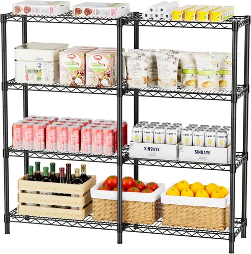 Miniatura 19 de SINGAYE Estantería de alambre para armario: unidad de metal ajustable para organización de lavandería, baño, cocina, hogar, almacenamiento