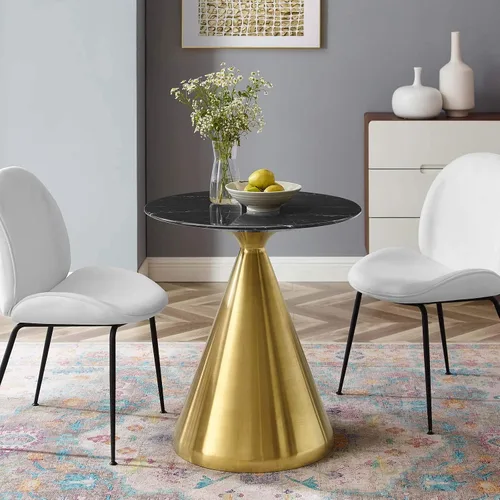 Miniatura 31 de Modway Tupelo - Mesa de comedor cuadrada de 28 pulgadas, color dorado y blanco
