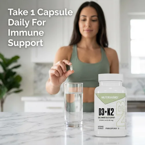 Miniatura 4 de NutraBio Vitamina D3 K2 5000 UI D3 como colecalciferol con vitamina K2 como MENA-Q MK7 (180 mcg) Apoya la salud ósea y cardíaca Sin OMG, sin