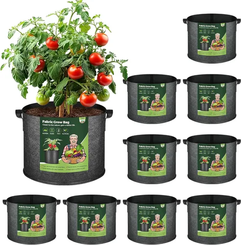 T4U Bolsas de cultivo de 10 galones, macetas de tela para plantas, macetas de patatas, bolsas de jardín para cultivar verduras, bolsas de cultivo