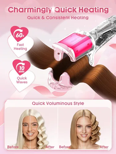 Miniatura 8 de SHEGLAM Ondulador de cabello ondulado de playa (rosa, 0.75 pulgadas)