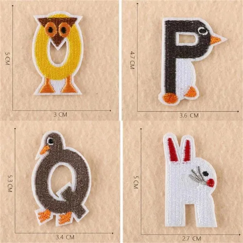 Miniatura 3 de 36 parches de letras y números para planchar, parches bordados del alfabeto de animales de la A a la Z, apliques de números del 0 al 9 para ropa