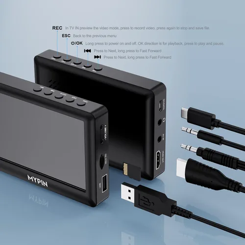 Miniatura 3 de Convertidor de video a digital, caja de captura de video AV de 4.3 pulgadas/reproductor de video, grabación de video desde VHS, HI8, videocámara