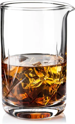 Cork & Mill Vaso mezclador de cóctel – Mezclador de cóctel grande de cristal de 24 onzas para antiguos, manhattans y otras bebidas de whisky