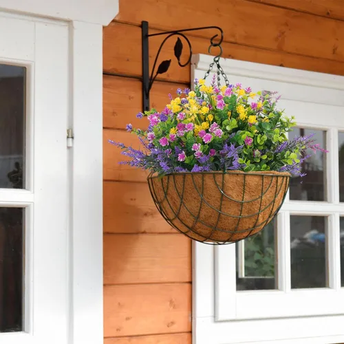 Miniatura 5 de Hananona 12 piezas de flores artificiales para exteriores, plantas artificiales falsas resistentes a los rayos UV, flores de plástico a granel