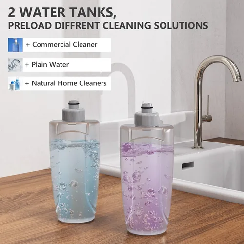 Miniatura 3 de HOMTOYOU Trapeador en aerosol para limpieza de suelos: mopa húmeda con 4 almohadillas de microfibra lavables y 2 botellas recargables para madera