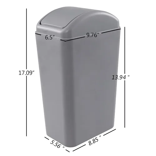 Miniatura 3 de Cubo de basura de plástico gris de 3.5 galones, 2 unidades Bote de basura delgado para garaje