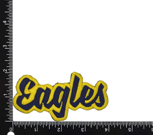 Miniatura 45 de (2 x 4 pulgadas) Eagles, espíritu de equipo, bordado, parche para planchar (sarga blanca/contorno verde)