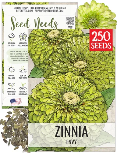 Miniatura 24 de Seed Needs California Giants - Semillas de zinnia – 250 semillas tradicionales para plantar Zinnia elegans – Cultiva flores anuales polinizadas