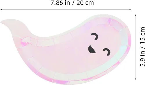 Miniatura 7 de Healifty Platos de papel desechables con temática de Halloween, con forma de fantasma, paquete de 40 unidades de 7.87 x 5.9 pulgadas, suministros