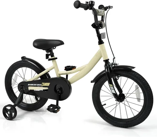 Miniatura 21 de BABY JOY Bicicleta para niños, bicicleta deportiva de 12 a 18 pulgadas con ruedas de entrenamiento extraíbles, asiento y manubrio ajustables, freno