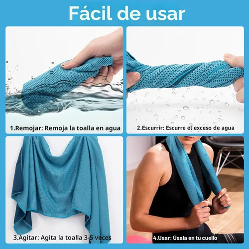 Miniatura 3 de YESLIFE Paquete de 4 toallas refrescantes de 40 x 12 pulgadas, toallas de gimnasio para hombres y mujeres, toallas de entrenamiento suaves y Azul