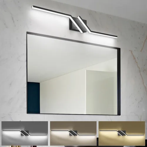 Miniatura 22 de Luz de tocador de baño negra de 32 pulgadas, LED moderna, 3CCT, regulable, 24 W, luminarias de baño sobre espejo 3000 K/4500 K/6000 K, 3