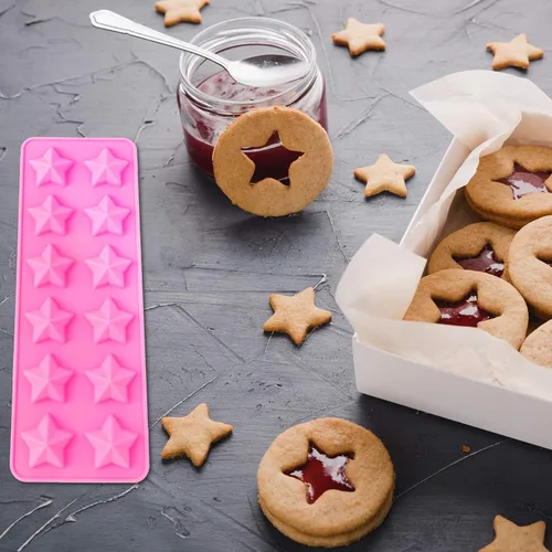 Miniatura 5 de 4 moldes de silicona en forma de estrella de cinco puntas, moldes antiadherentes para fondant de chocolate, dulces, cubitos de hielo, decoración