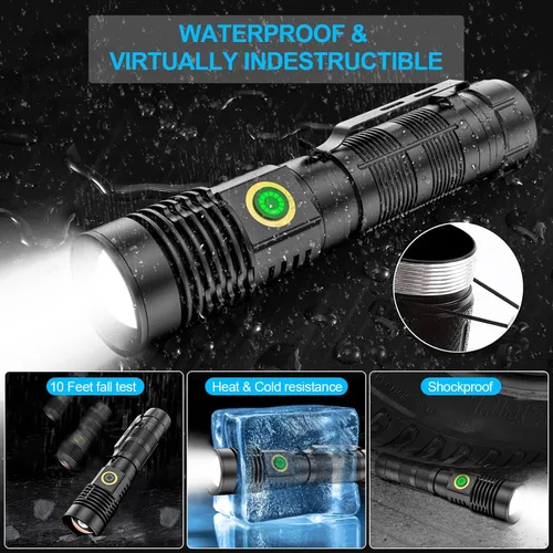 Miniatura 7 de Karrong Linternas recargables de alto lúmenes (batería incluida), linterna magnética pequeña y súper brillante, 6 modos, zoomable, impermeable