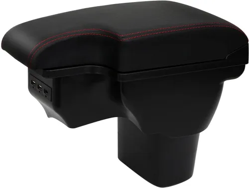 Miniatura 7 de para Nissan Juke Caja de Apoyabrazos de Consola de Doble Capa con Almacenamiento y 3 Puertos USB Todo negro