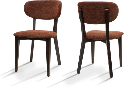 Miniatura 8 de BISCHAIR - Juego de 4 sillas de comedor de madera tapizadas de mediados de siglo modernas para muebles de habitación con diseño ergonómico duradero