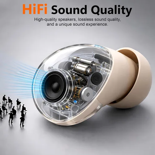 Miniatura 3 de Auriculares invisibles pequeños inalámbricos para el trabajo, auriculares ocultos de perfil bajo para dormir con pantalla LED, sonido estéreo