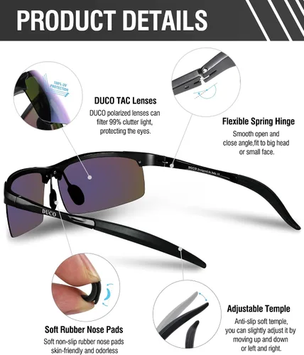 Miniatura 88 de Duco - Gafas de sol deportivas polarizadas para hombre con protección UV 8177s