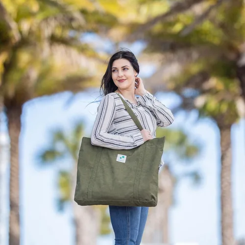 Miniatura 3 de Gophra bolsa de pana para mujeres, niñas, niños, bolsa de hombro con bolsillo interior para trabajo, playa, almuerzo, viajes y compras