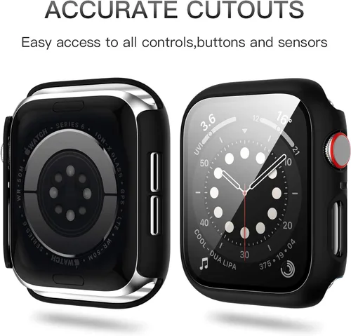 Miniatura 4 de Juego de 12 fundas para Apple Watch Series 9, Series 8 y Series 7 de 41 mm con protector de pantalla de vidrio templado, cubierta protectora Paq