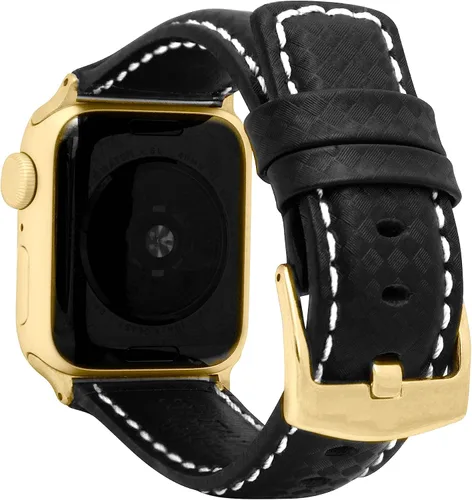 Miniatura 14 de Bandini Correa de cuero de fibra de carbono para hombre para Apple Watch de 1.732 in 1.772 in 1.654 in 1.614 in 1.575 in 1.496 in Ultra 1.929 in