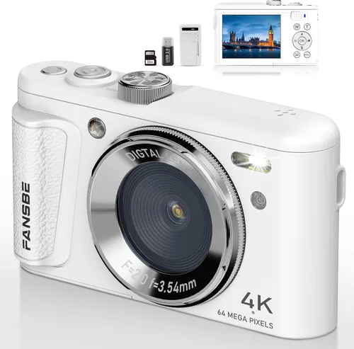 Miniatura 9 de Fansbe Smart Cámara digital, cámara de vlogging 4K con 64 MP, cámaras digitales apuntar y disparar con zoom de 18X, antivibración, dial de modo