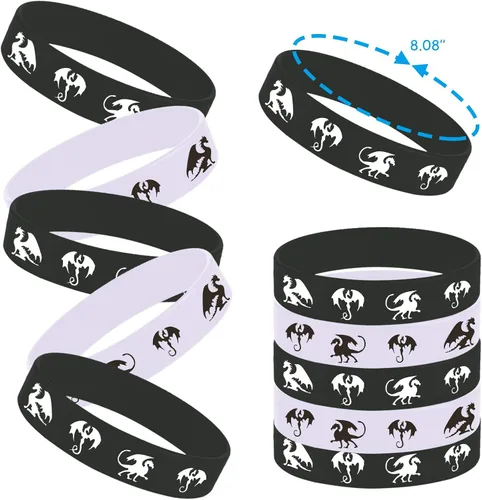 Miniatura 2 de Oringaga 24 pulseras de goma para fiestas temáticas de dragón, diseño de dragón de guerras con estampado de animales de dragón para fiestas