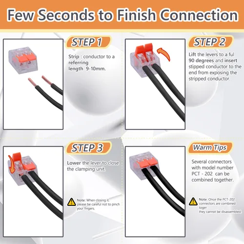 Miniatura 3 de Conectores de cable de palanca, paquete surtido de 75 conectores de cable, kit de conectores de empalme compacto para cables eléctricos, cables