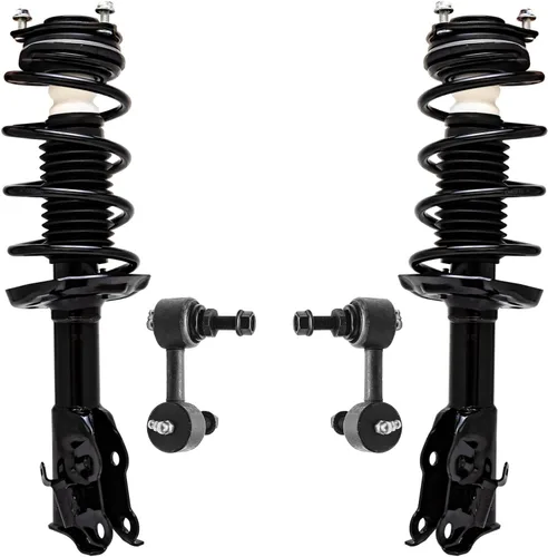 Miniatura 45 de Detroit Axle - Kit de 4 barras estabilizadoras delanteras para Ford F-150 2021 2022 2023 2024, 2 puntales con resorte helicoidal, 2 eslabones