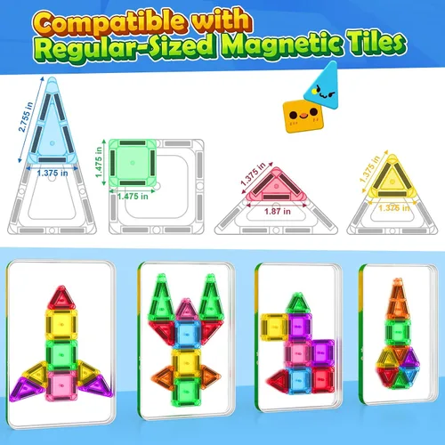 Miniatura 5 de Soyee Mini azulejos magnéticos de viaje, 60 piezas con estuche de lata de metal, juguetes esenciales de viaje, juguetes de viaje para niños